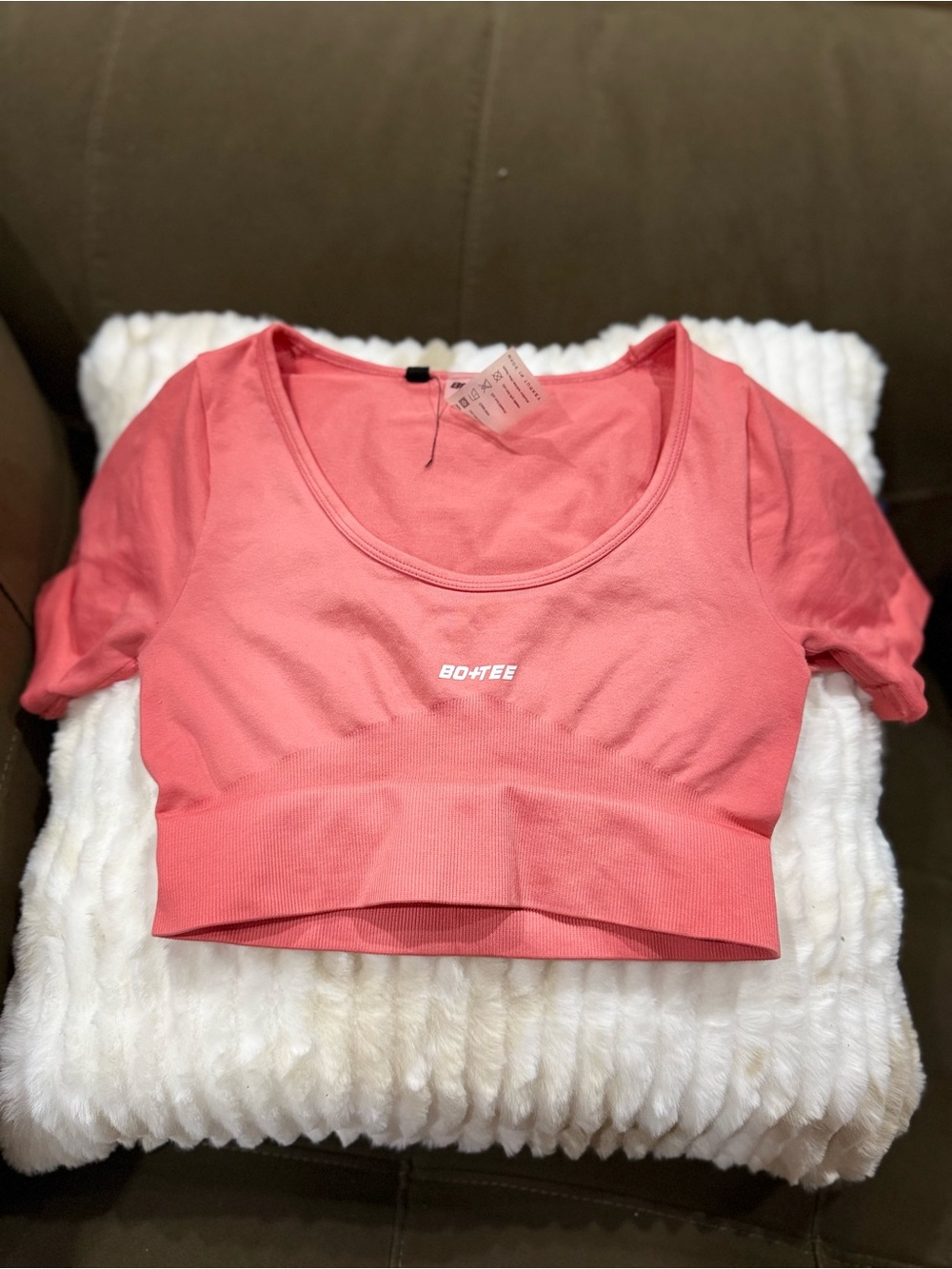 Coral Scoop Neck Crop Top